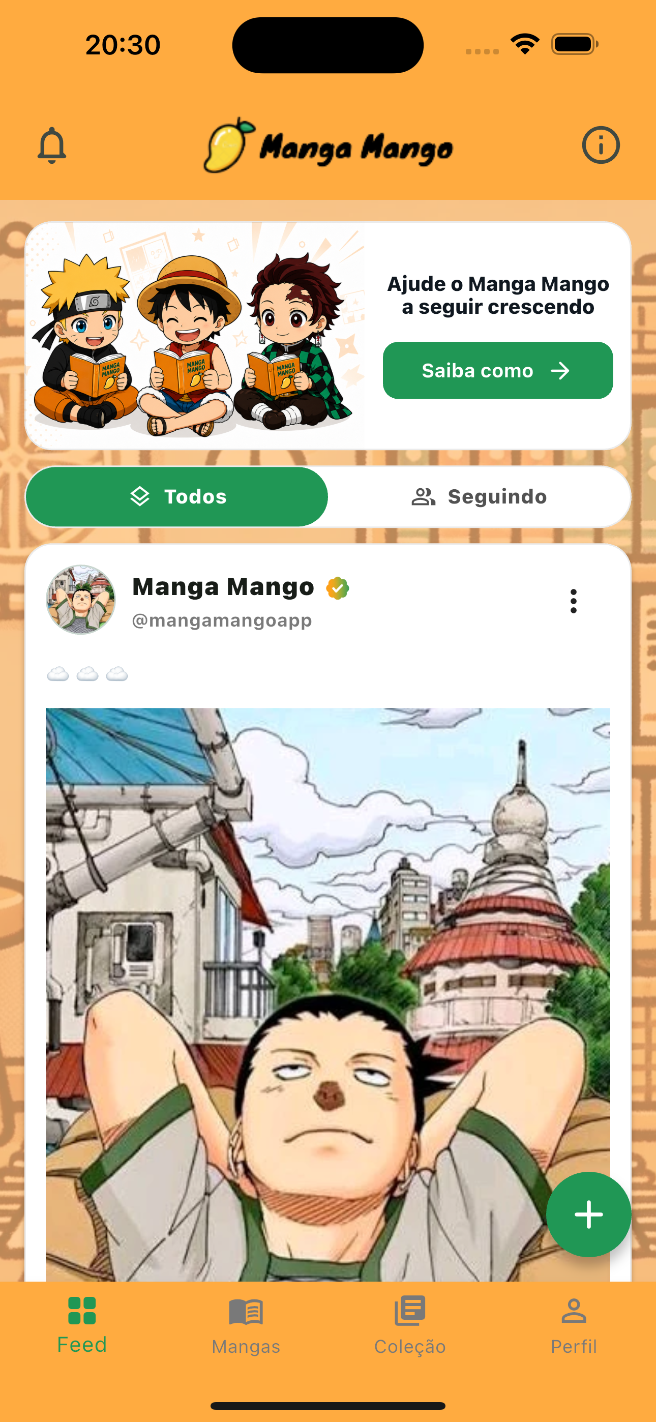 Feed da comunidade Manga Mango com publicações de colecionadores